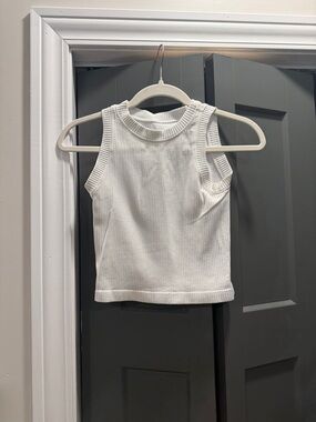 Aura White Ribbed Tank Top